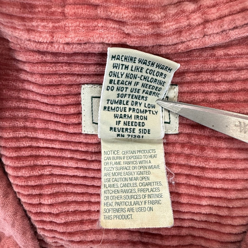 LL Bean Womens XL Pink Corduroy Button Down Shirt Cotton Long Sleeve OQT22 - Picture 4 of 7